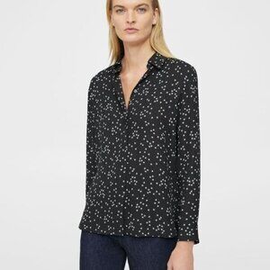 Theory black button down white stars shirt